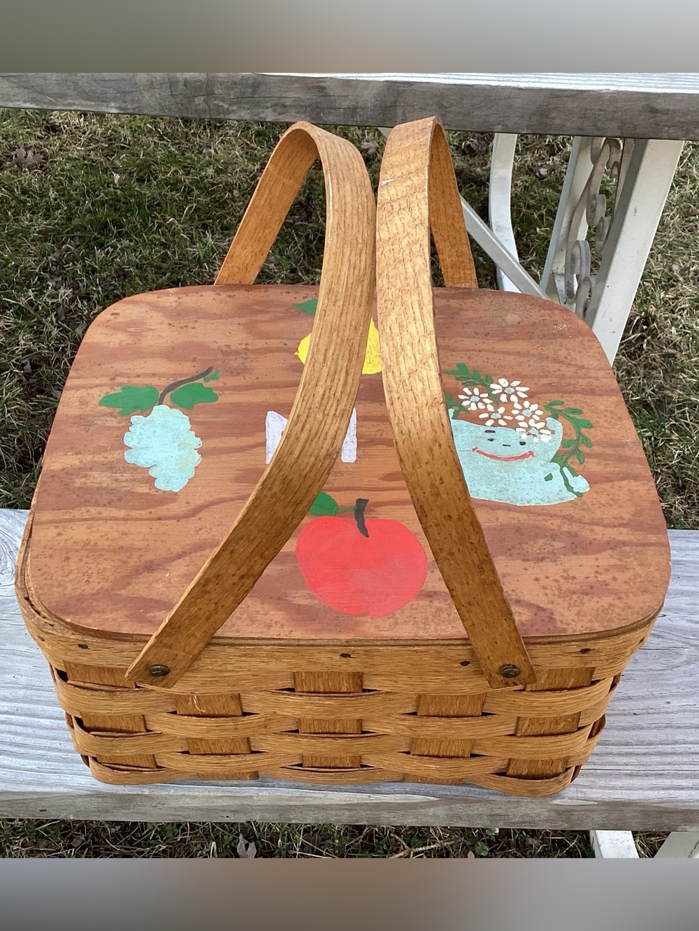 Vintage 1950’s Wood Picnic Basket